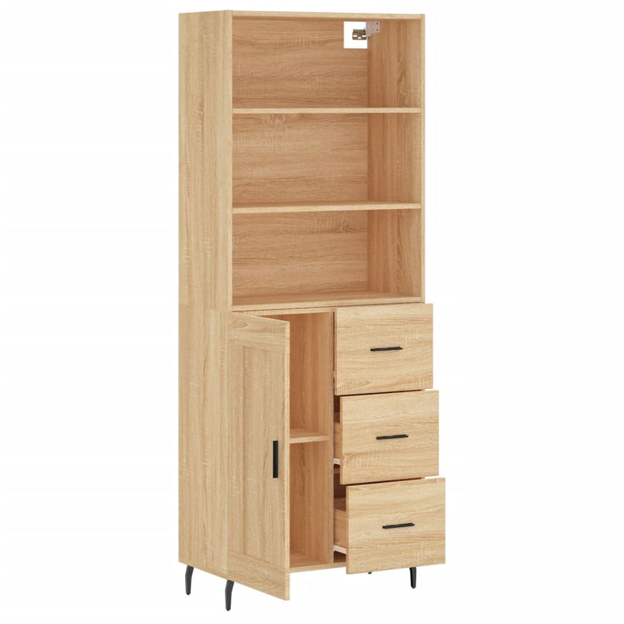 Hoge Kast 69,5X34X180 Cm Bewerkt Hout Kleurig Sonoma eiken
