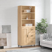 Hoge kast 69,5x34x180 cm bewerkt hout sonoma eiken