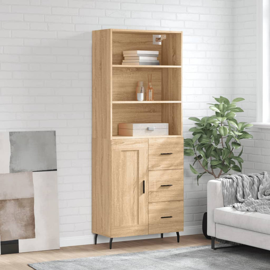 Hoge Kast 69,5X34X180 Cm Bewerkt Hout Kleurig Sonoma eiken