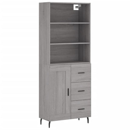 Hoge Kast 69,5X34X180 Cm Bewerkt Hout Eikenkleurig Grijs sonoma