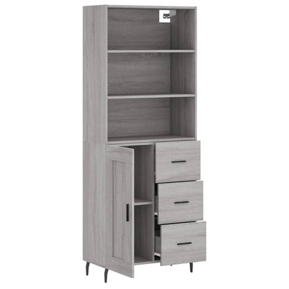 Hoge Kast 69,5X34X180 Cm Bewerkt Hout Eikenkleurig Grijs sonoma
