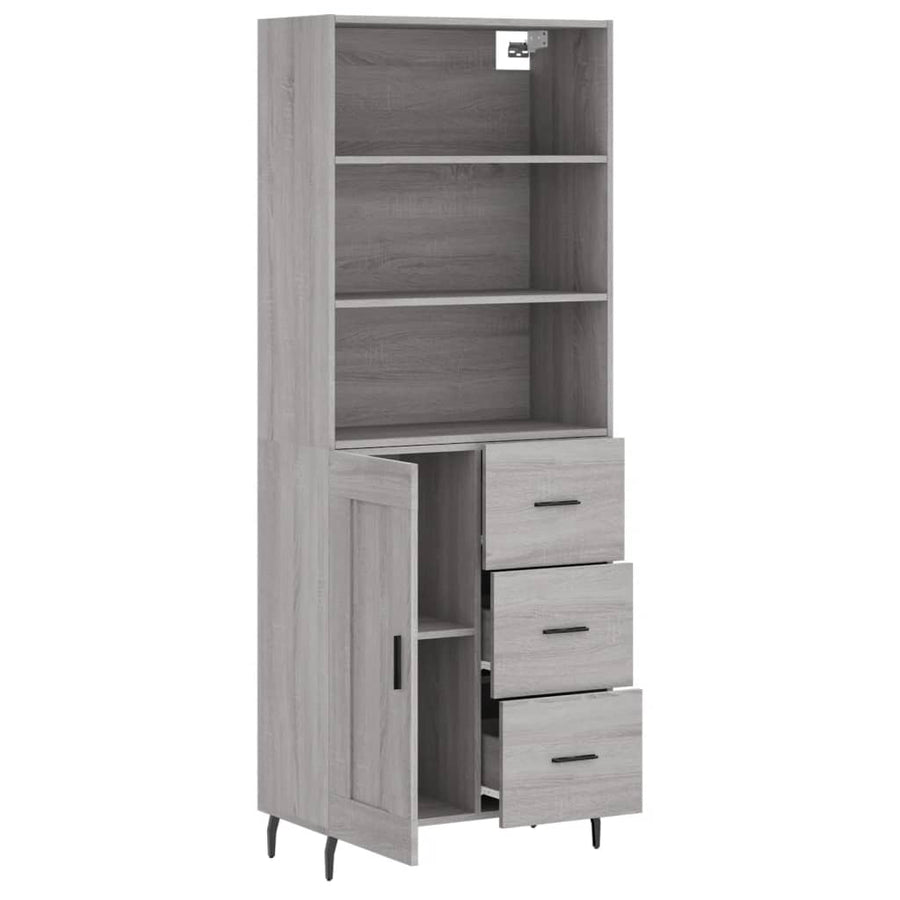 Hoge Kast 69,5X34X180 Cm Bewerkt Hout Eikenkleurig Grijs sonoma