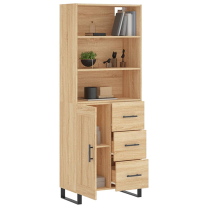 Hoge Kast 69,5X34X80 Cm Bewerkt Hout Kleurig Sonoma eiken 1 houten deur 3 lades