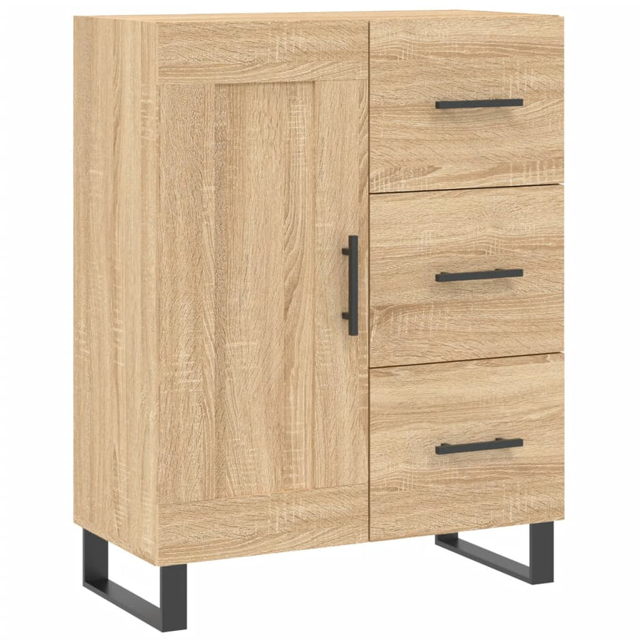 Hoge Kast 69,5X34X80 Cm Bewerkt Hout Kleurig Sonoma eiken 1 houten deur 3 lades