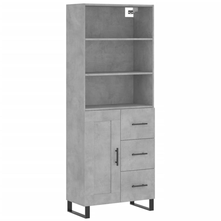 Hoge Kast 69,5X34X180 Cm Bewerkt Hout Betongrijs