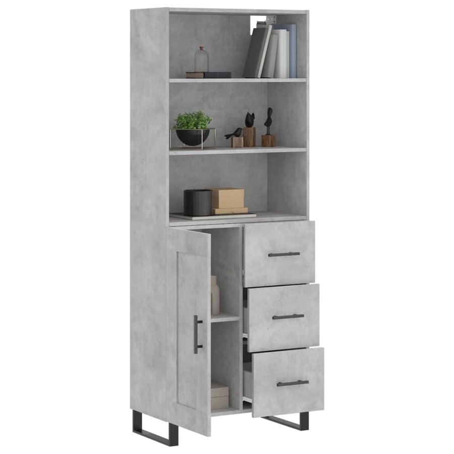 Hoge Kast 69,5X34X180 Cm Bewerkt Hout Betongrijs