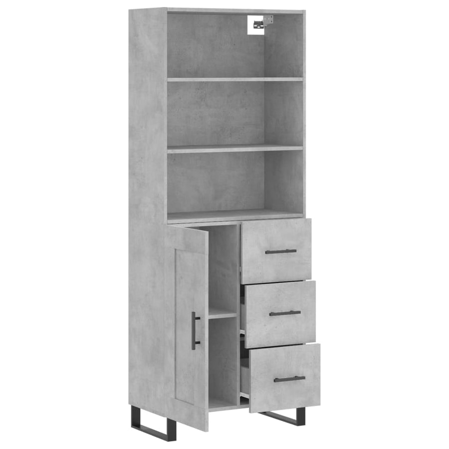 Hoge Kast 69,5X34X180 Cm Bewerkt Hout Betongrijs
