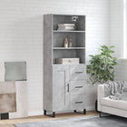 Tall cabinet 69.5x34x180 cm treated wood concrete grey