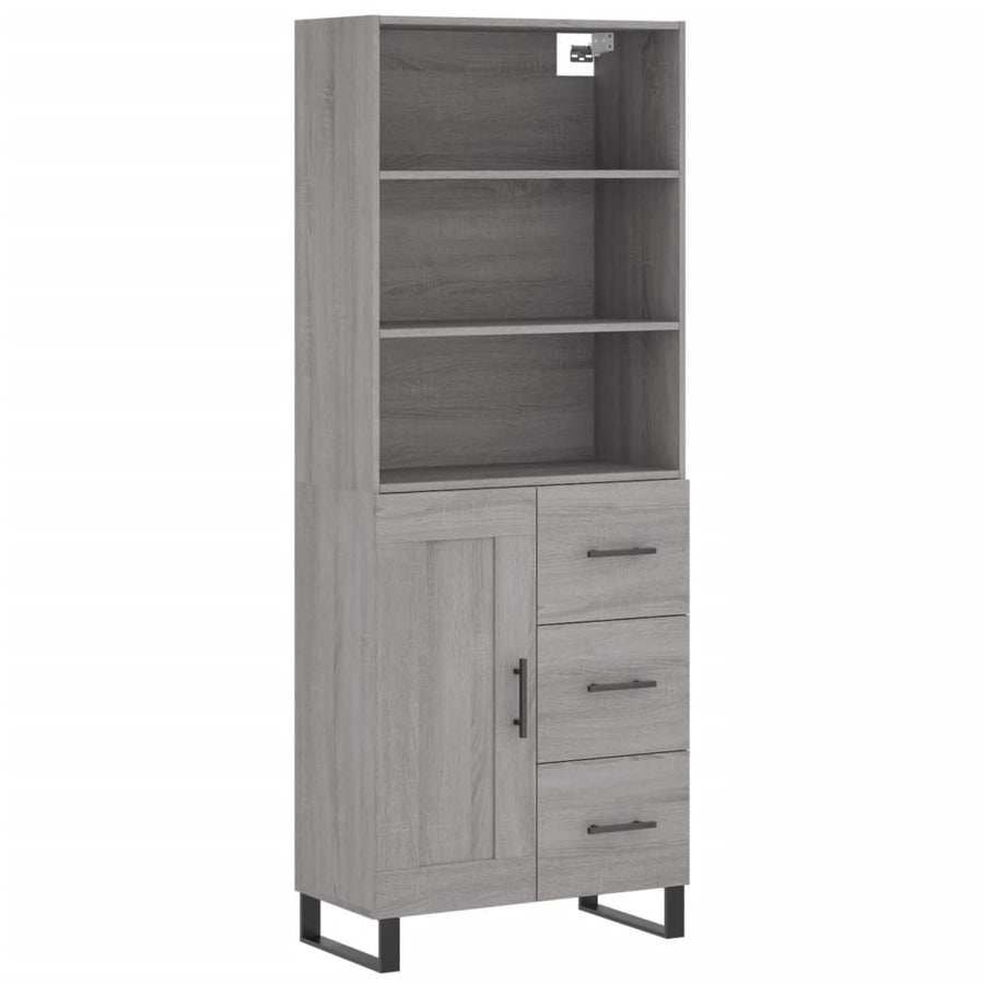 Hoge kast 69,5x34x180 cm bewerkt hout grijs sonoma eikenkleurig