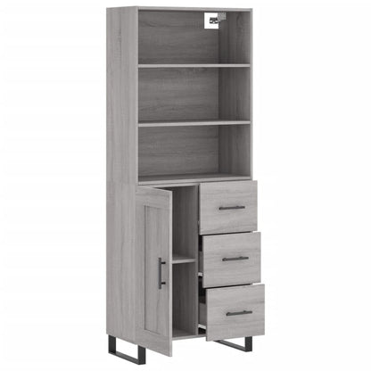 Hoge kast 69,5x34x180 cm bewerkt hout grijs sonoma eikenkleurig