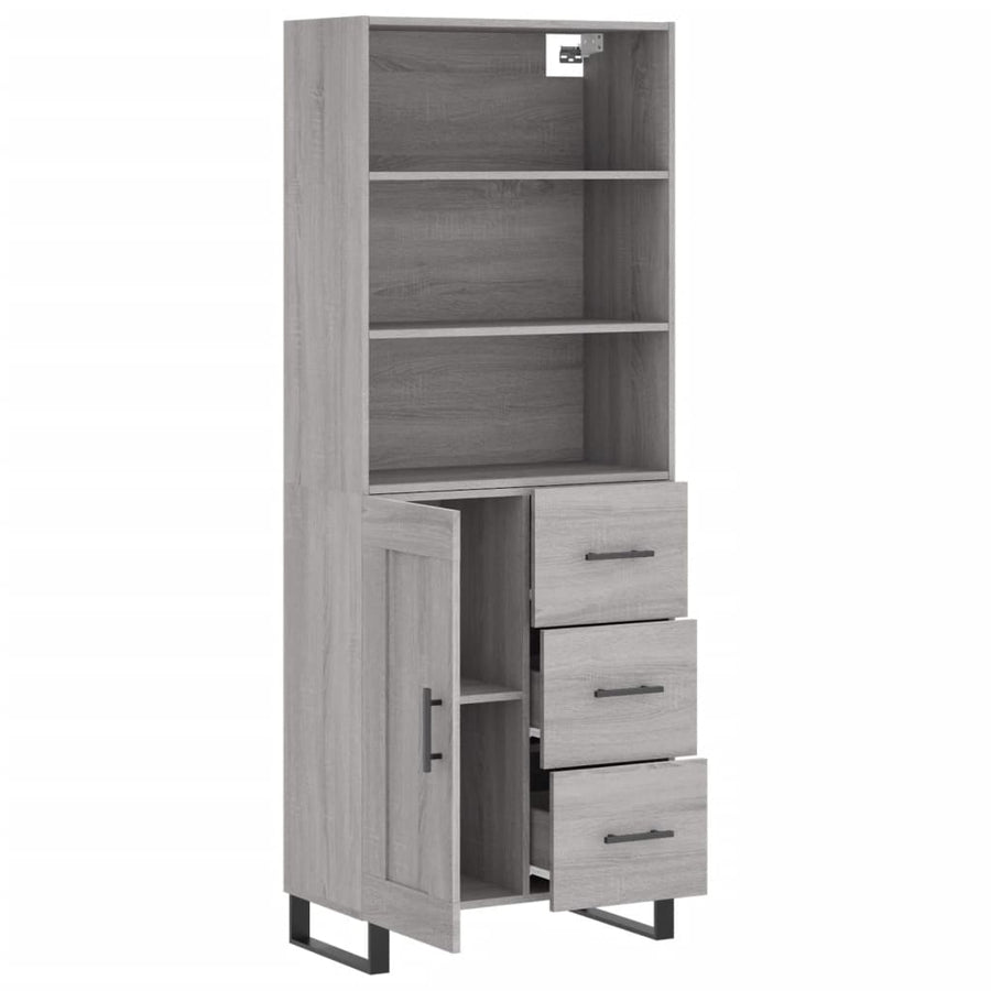 Hoge kast 69,5x34x180 cm bewerkt hout grijs sonoma eikenkleurig