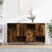 Sideboards 2 pcs ornate smoked oak-colored wood