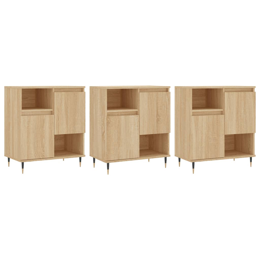 Dressoirs 3 st bewerkt hout sonoma eiken