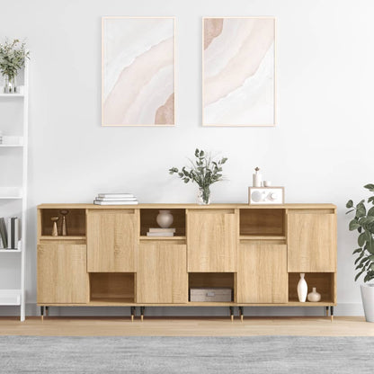 Dressoirs 3 st bewerkt hout sonoma eiken