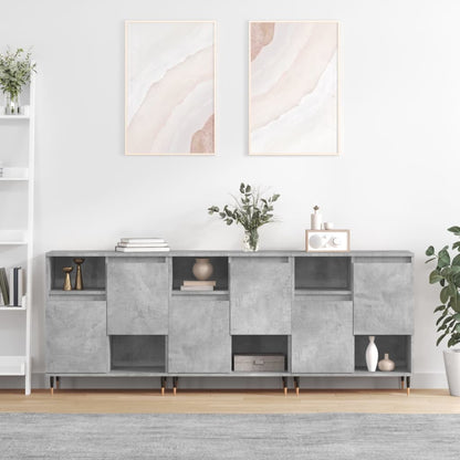 Dressoirs 3 st bewerkt hout betongrijs