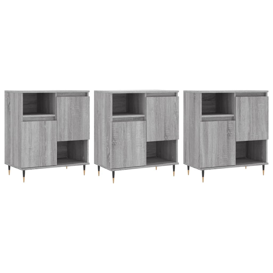 Dressoirs 3 St Bewerkt Hout Grijs Sonoma Eikenkleurig