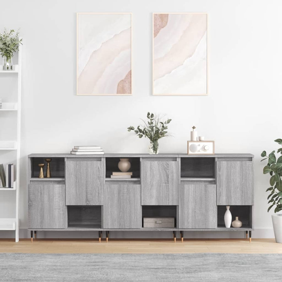 Dressoirs 3 St Bewerkt Hout Grijs Sonoma Eikenkleurig