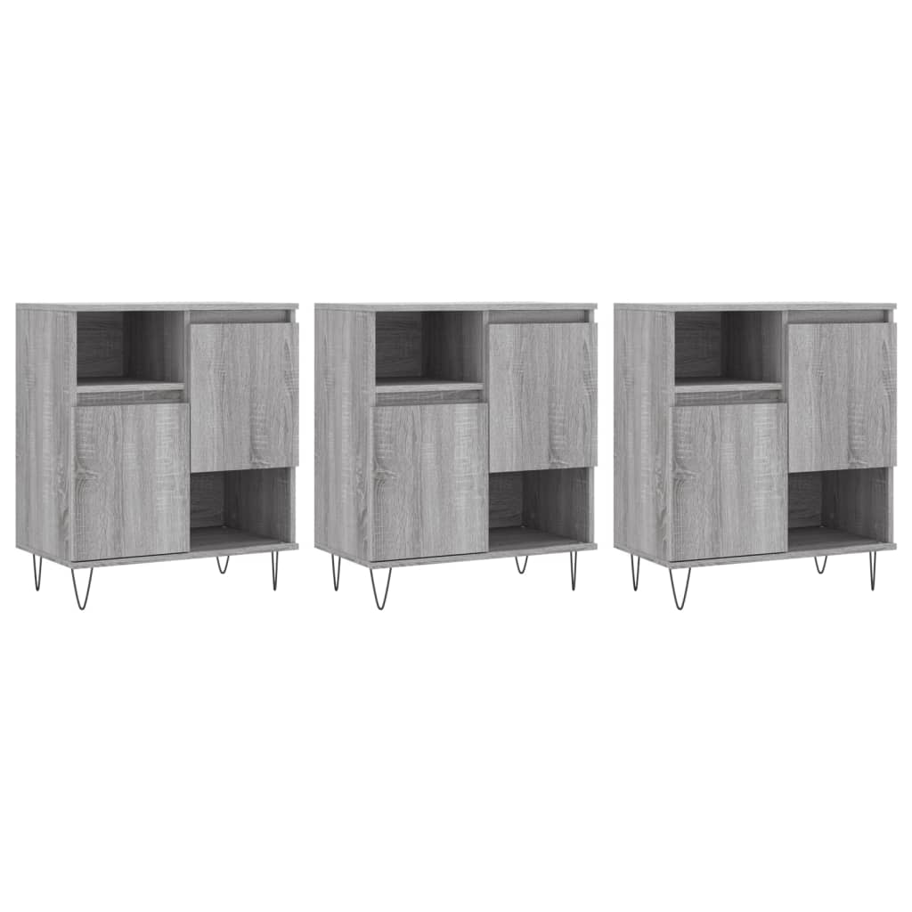 Dressoirs 3 St Bewerkt Hout Grijs Sonoma Eikenkleurig