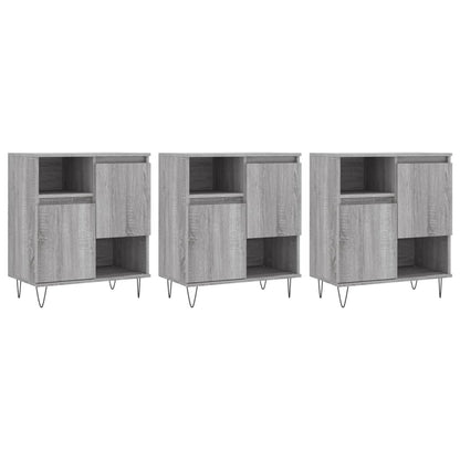 Dressoirs 3 St Bewerkt Hout Grijs Sonoma Eikenkleurig