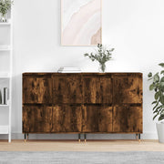 Dressoirs 2 st bewerkt hout gerookt eiken 120x35x70 cm
