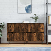 Sideboards 2 pcs ornate smoked oak-colored wood