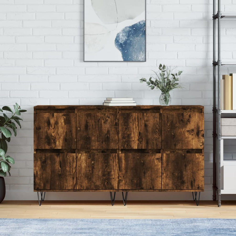 Dressoirs 2 St Bewerkt Hout Gerookt Eikenkleurig