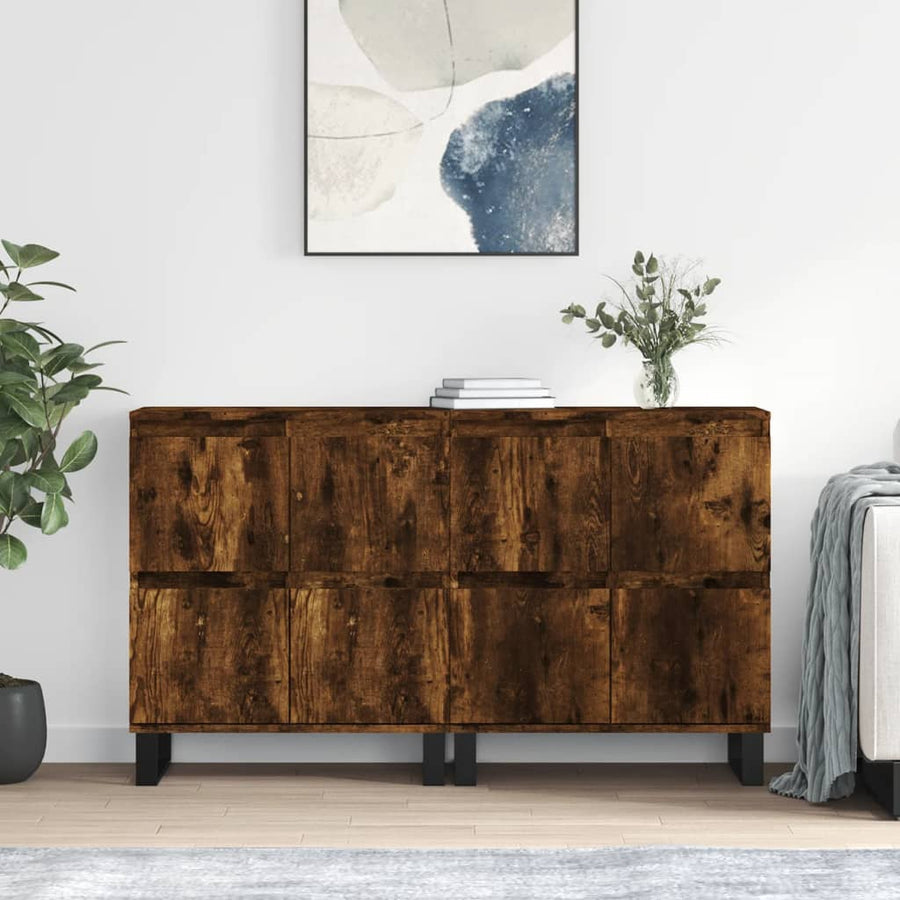 Dressoirs 2 St Bewerkt Hout Gerookt Eikenkleurig