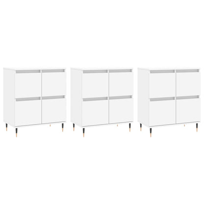 Dressoirs 3 St Bewerkt Hout Wit