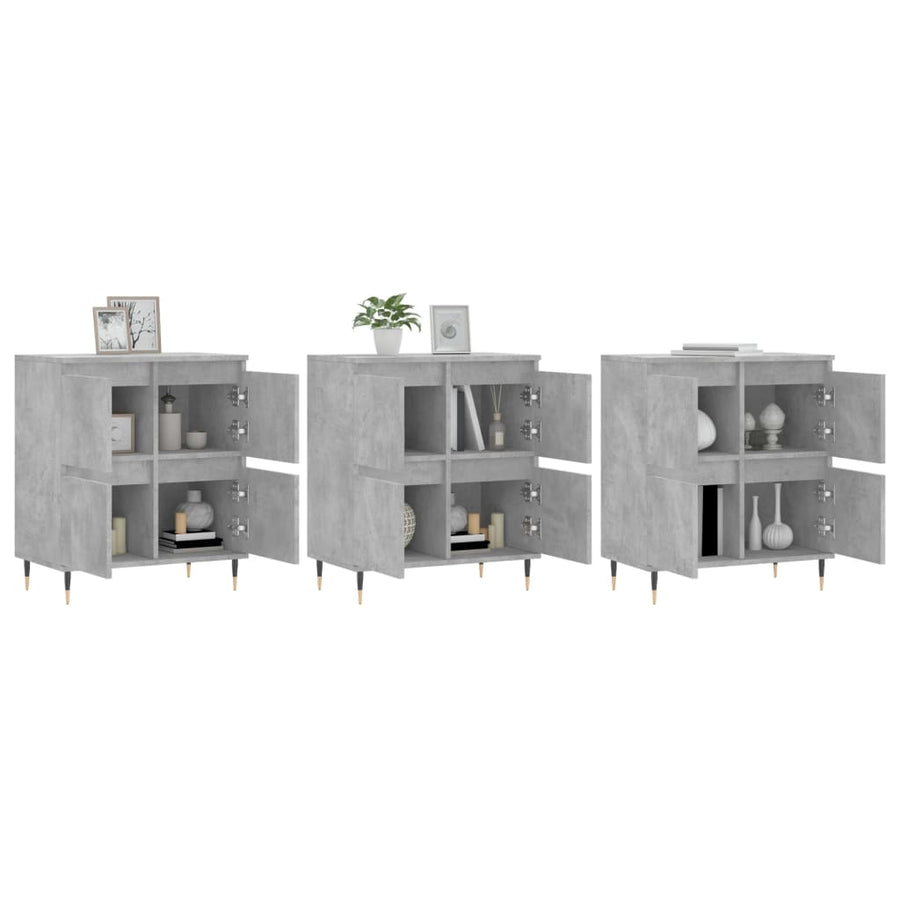 Dressoirs 3 St Bewerkt Hout Betongrijs