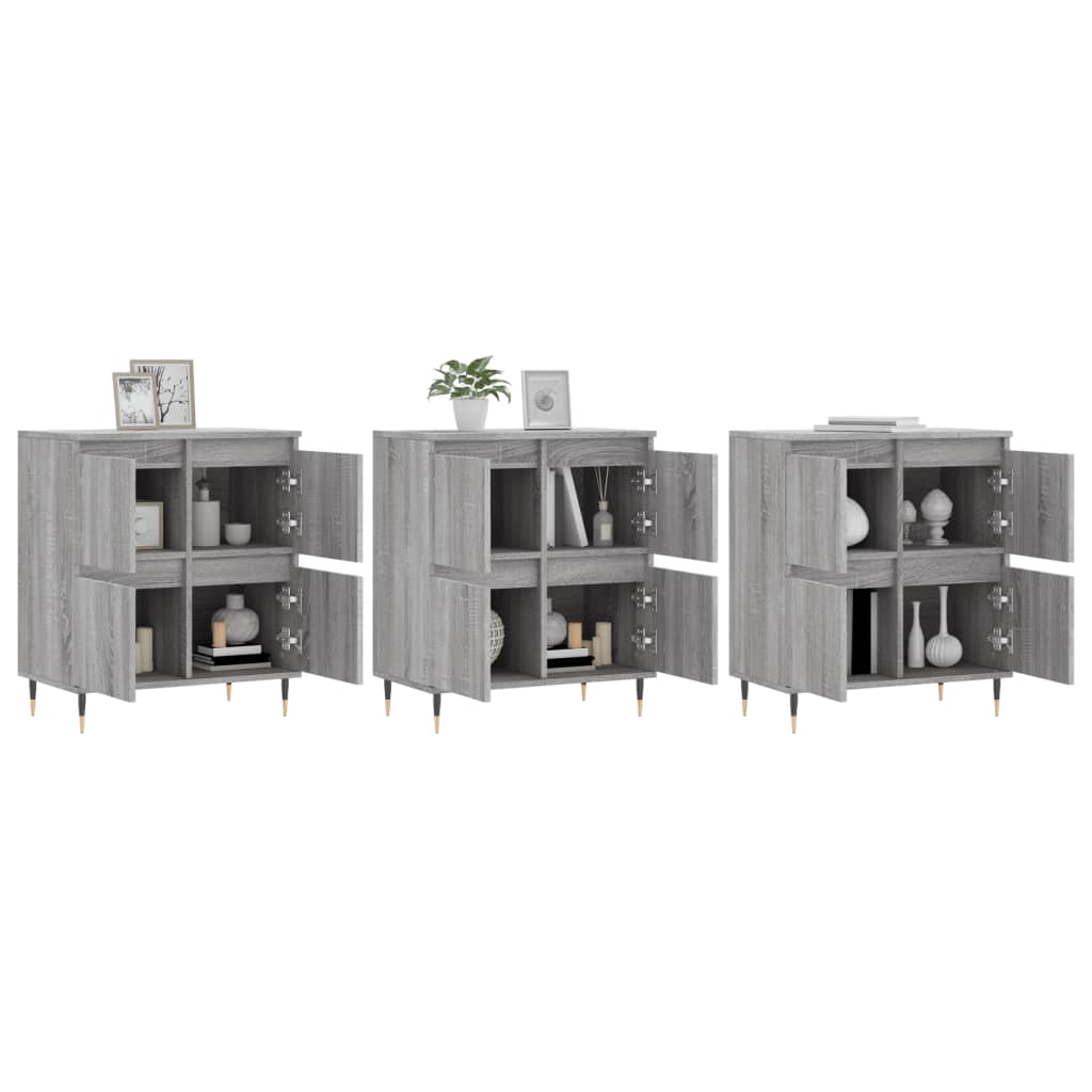 Dressoirs 3 St Bewerkt Hout Grijs Sonoma Eikenkleurig