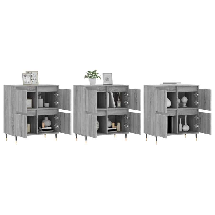 Dressoirs 3 St Bewerkt Hout Grijs Sonoma Eikenkleurig