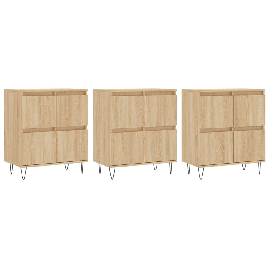 Dressoirs 3 St Bewerkt Hout Sonoma Eiken
