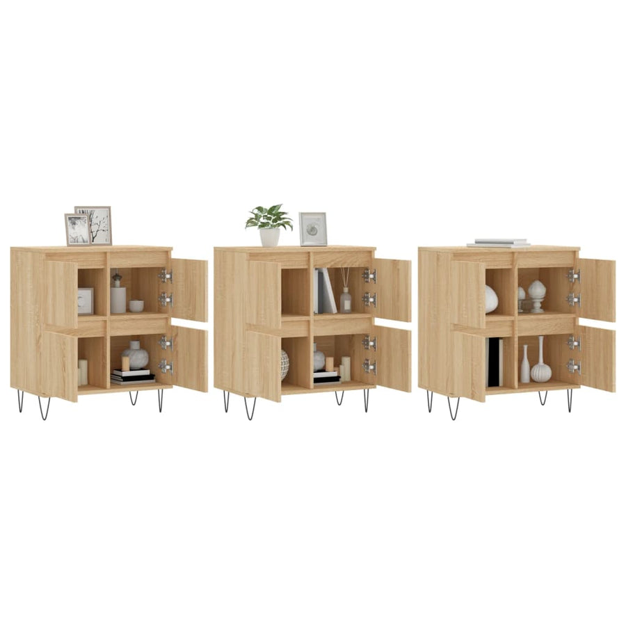 Dressoirs 3 St Bewerkt Hout Sonoma Eiken
