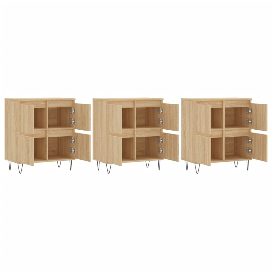 Dressoirs 3 St Bewerkt Hout Sonoma Eiken