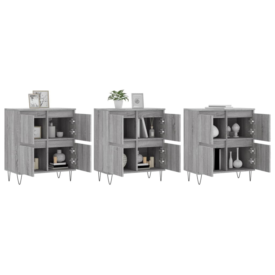 Dressoirs 3 St Bewerkt Hout Grijs Sonoma Eikenkleurig