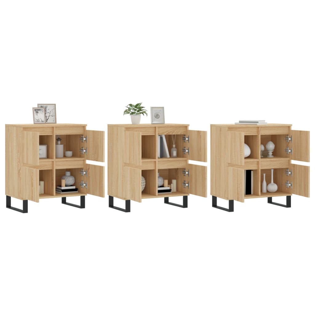 Dressoirs 3 St Bewerkt Hout Sonoma Eiken