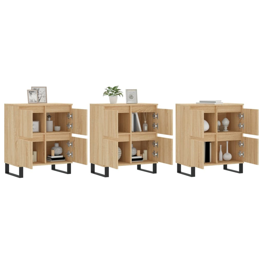 Dressoirs 3 St Bewerkt Hout Sonoma Eiken
