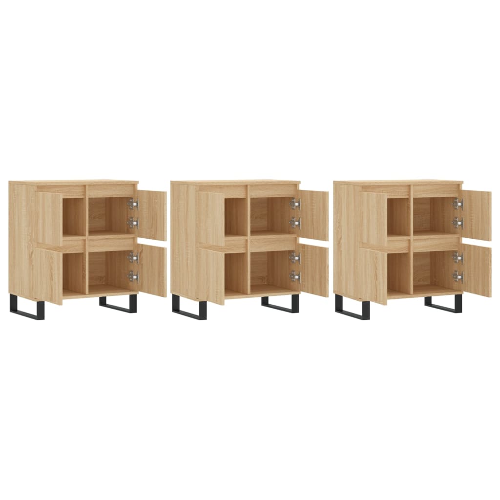 Dressoirs 3 St Bewerkt Hout Sonoma Eiken