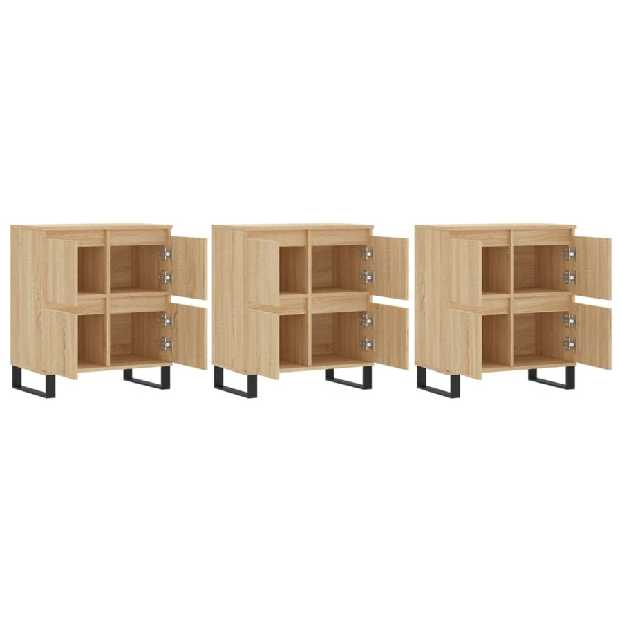 Dressoirs 3 St Bewerkt Hout Sonoma Eiken