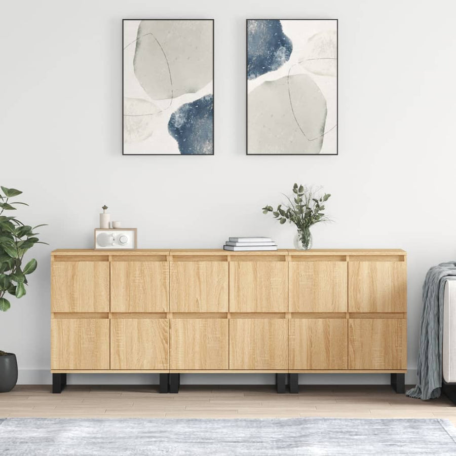 Dressoirs 3 St Bewerkt Hout Sonoma Eiken