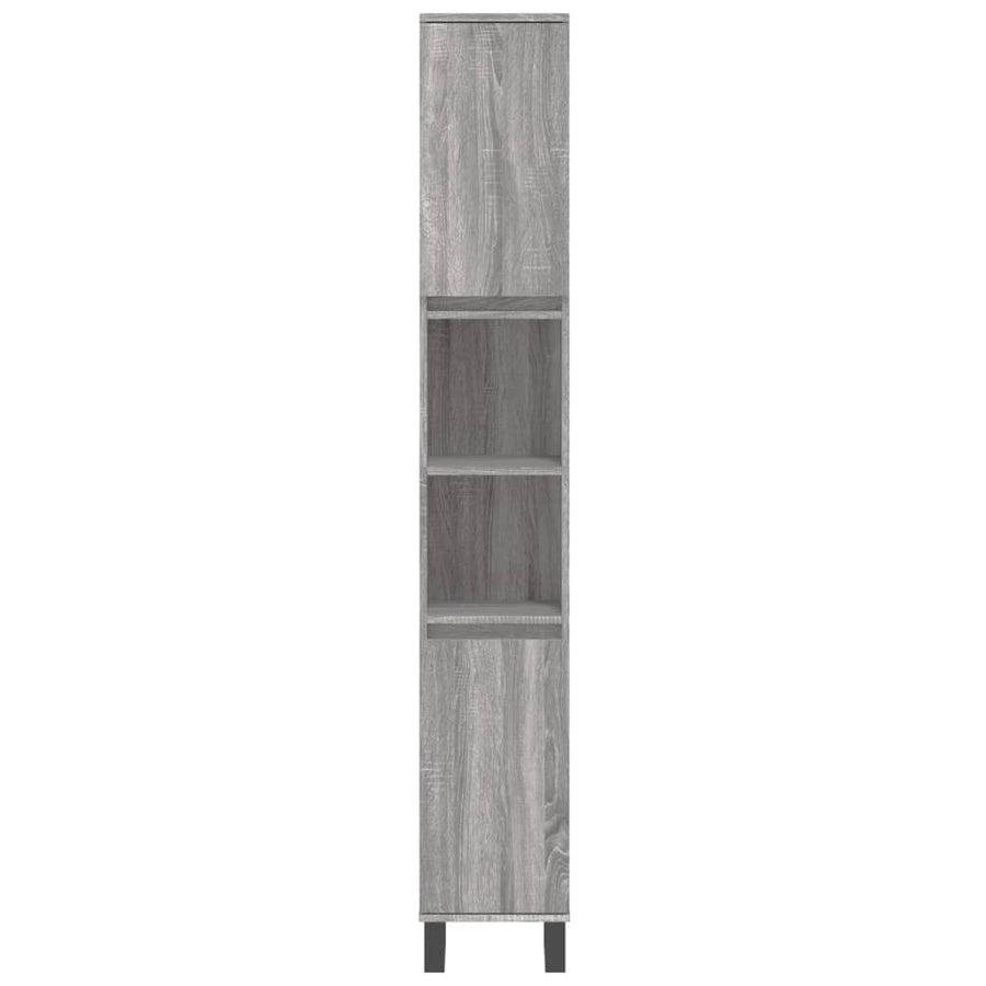 -Delige Badkamermeubelset Bewerkt Hout Eikenkleur Grijs sonoma
