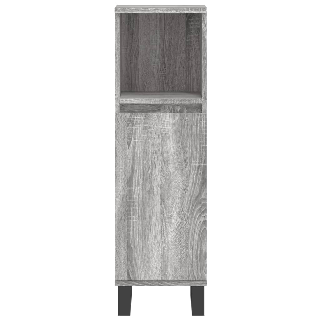 -Delige Badkamermeubelset Bewerkt Hout Eikenkleur Grijs sonoma