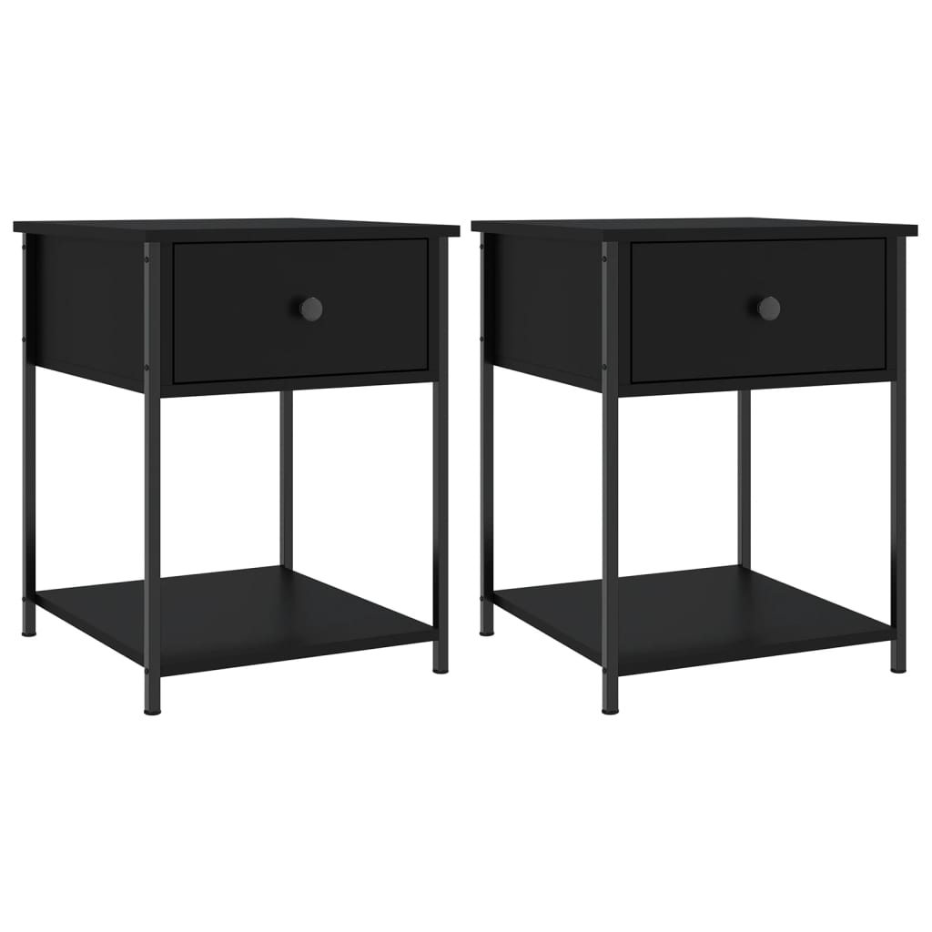 Nachtkastjes 2 St 44X45X58 Cm Bewerkt Hout Zwart