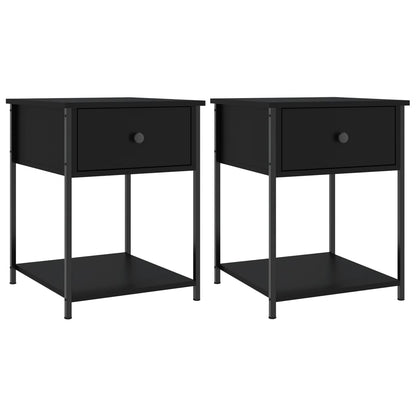 Nachtkastjes 2 St 44X45X58 Cm Bewerkt Hout Zwart
