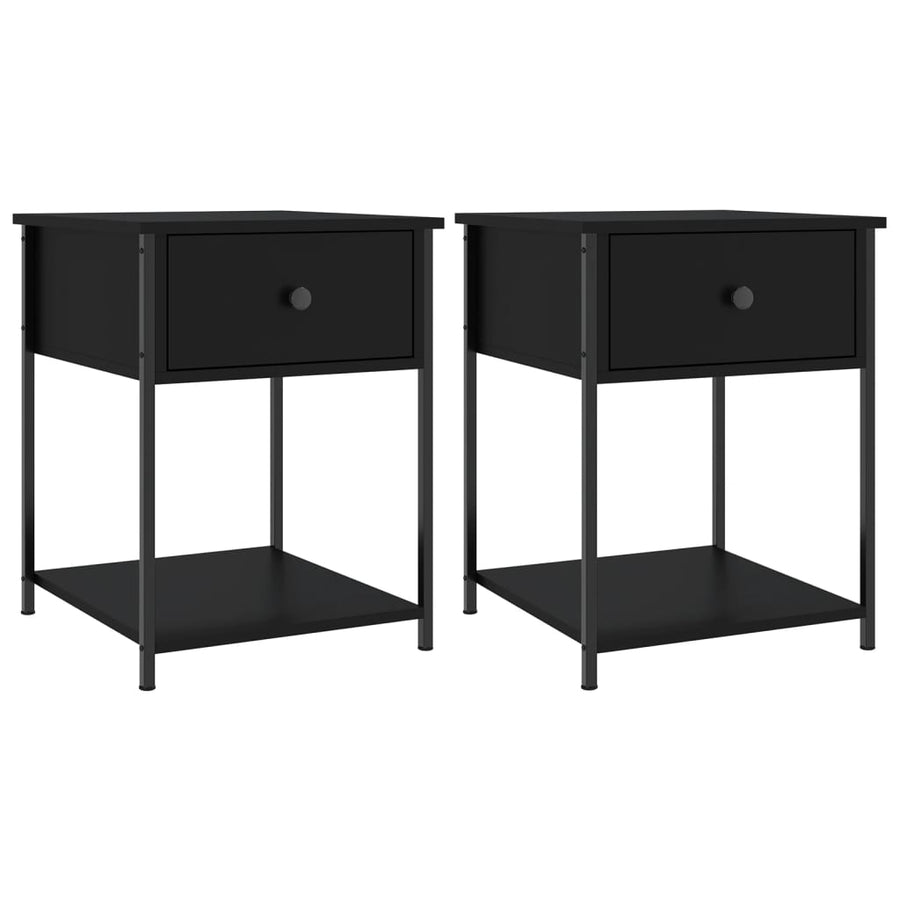 Nachtkastjes 2 St 44X45X58 Cm Bewerkt Hout Zwart