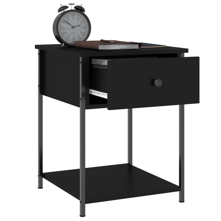 Nachtkastjes 2 St 44X45X58 Cm Bewerkt Hout Zwart