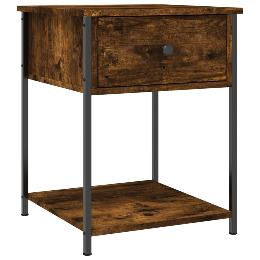 Nachtkastje 44X45X58 Cm Bewerkt Hout Gerookt Eikenkleurig