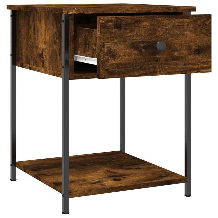Nachtkastje 44X45X58 Cm Bewerkt Hout Gerookt Eikenkleurig