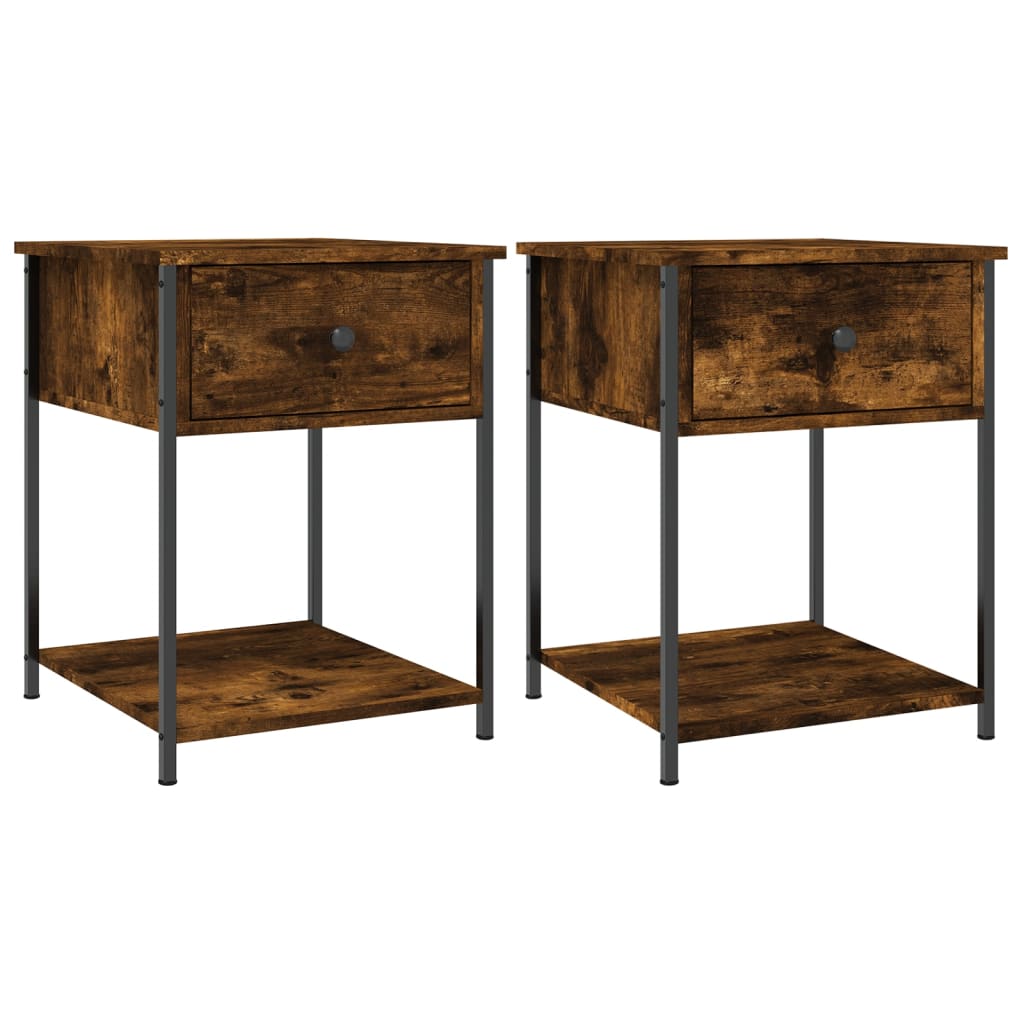 Nachtkastjes 2 St 44X45X58 Cm Bewerkt Hout Gerookt Eikenkleurig