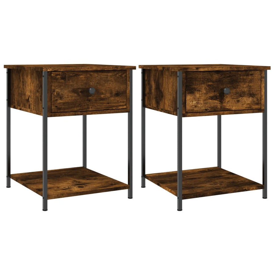Nachtkastjes 2 St 44X45X58 Cm Bewerkt Hout Gerookt Eikenkleurig